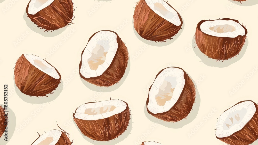 watercolor seamless pattern of coconut. watercolor seamless pattern of coconut.