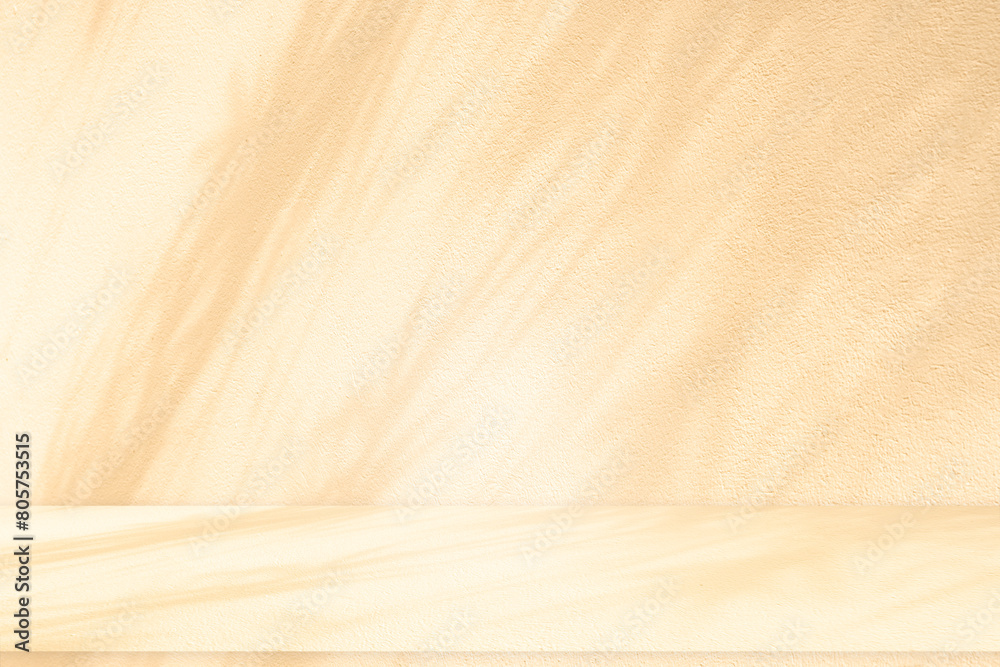 Wall interior autumn background, studio, and backdrops show products. with shadow color beige background for text insertion and presentation of product Wall interior autumn background, studio, and backdrops show products. with shadow color beige background for text insertion and presentation of product