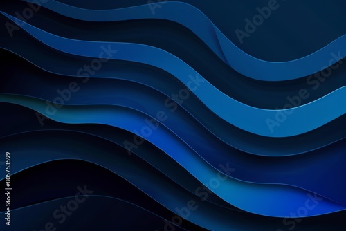 Dark azure paper waves abstract banner design. Elegant wavy vector background