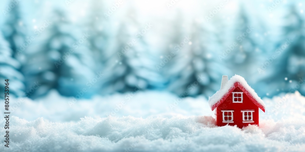 Christmas house in winter snowy forest. holiday Christmas ornament decoration, Copy space. banner and poster. Christmas house in winter snowy forest. holiday Christmas ornament decoration, Copy space. banner and poster.
