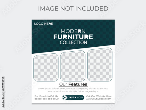 A modern furniture flyer collection template with creative geometric shapes.Furniture flyer is for print.