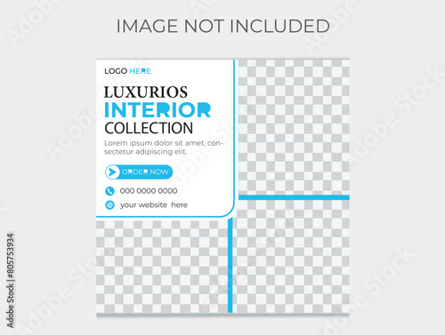 A interior collection square size flyer template for business advertising. Interior flyer is ready for print.
