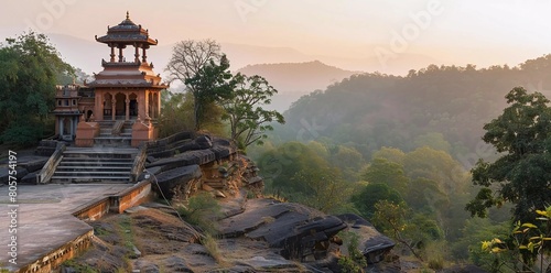 Parasnath Hills, Giridih, Jharkhand, India – View of the Shikharji jain Temple in the Parasnath Hills area. photo