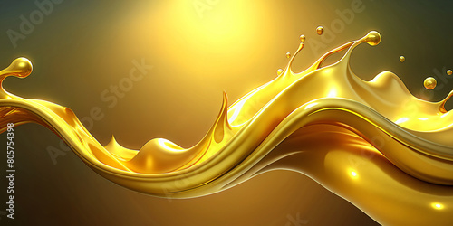 Abstract summery background with swirling gold lines on a bright backdrop photo
