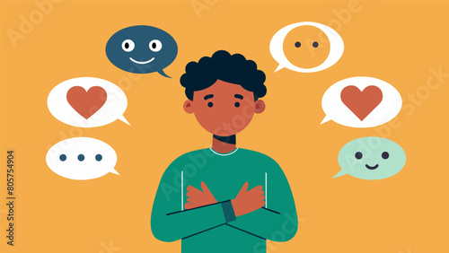 A person utilizes positive selftalk reminding themselves to choose kindness and understanding instead of reacting with anger.. Vector illustration