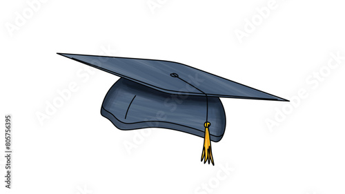 Graduation cap vector illustration on white background, graduation hat with tassel