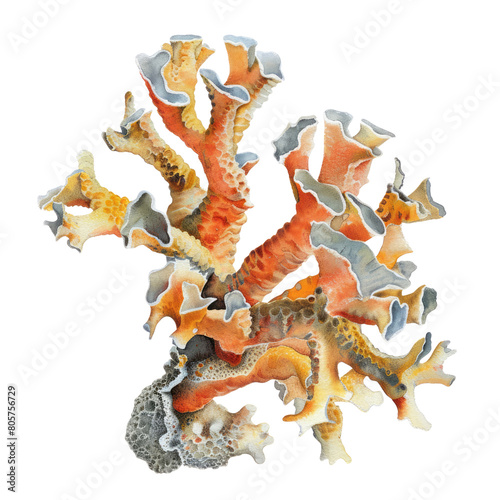 Elkhorn coral ,illustration watercolor  photo