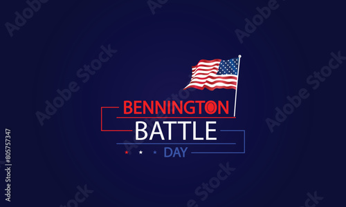 United in Victory Bennington Battle Day Text with USA Flag Illustration photo