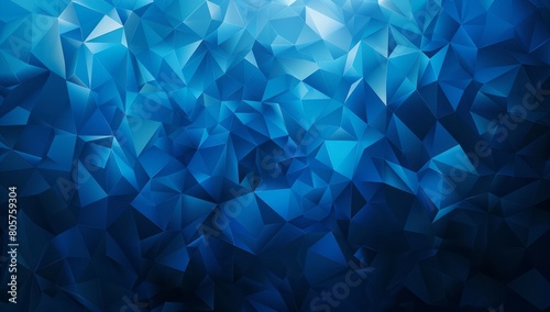 A stylish arrangement of dark blue gradient triangles on a blue backdrop, exuding a sense of depth and modernity photo