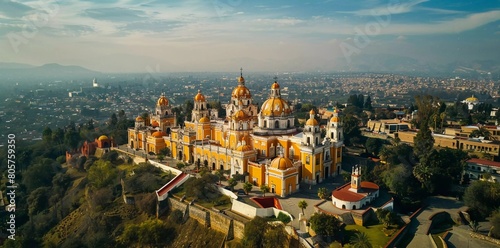 Aerial view of the Monastery of San Gabriel, built by the Spanish in Plateresque style in Cholula photo