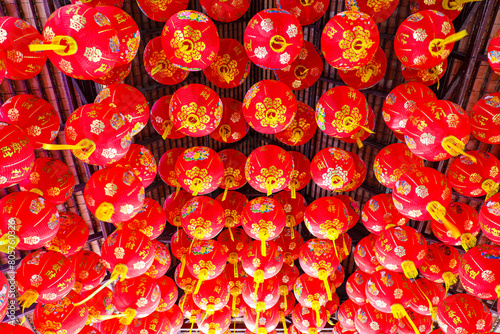 chinese style lantern Decorate the ceiling of a building in a Buddhist temple  Thailand.