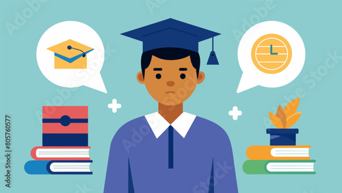 A teenager making a difficult but Stoic decision to prioritize their studies over attending a social event recognizing the value of education and. Vector illustration