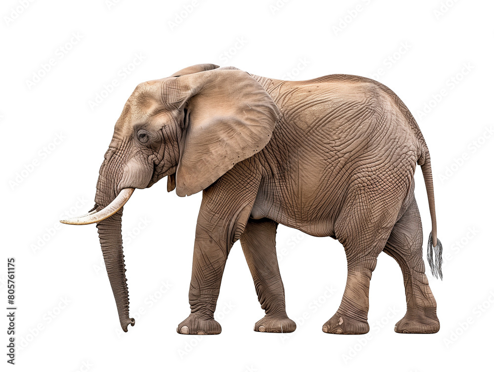 A Full Body Profile Elephant with a Transparent Background PNG