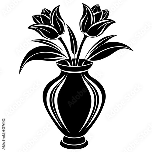 ulip-flower-on-the-vase-vector-silhouette