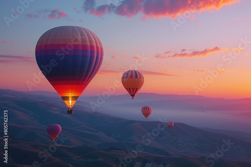 Colorful hot air balloons against a dawn sky © Aqsa