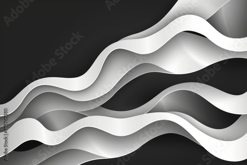 Dark ghost white paper waves abstract banner design. Elegant wavy vector background
