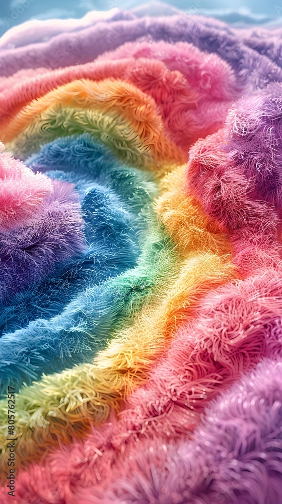Vibrant Woolen Rainbow - A Soft,Plush Textile Texture Depicting a Captivating Cinematic Spectrum
