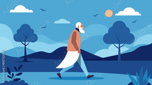 With every step the philosophers mind wanders deeper into the realms of philosophy oblivious to the changing scenery around him.. Vector illustration