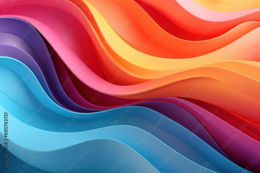 A colorful wave with a red stripe on the left and a yellow stripe on the right