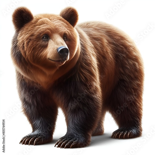 Large brown bear against white backdrop photo