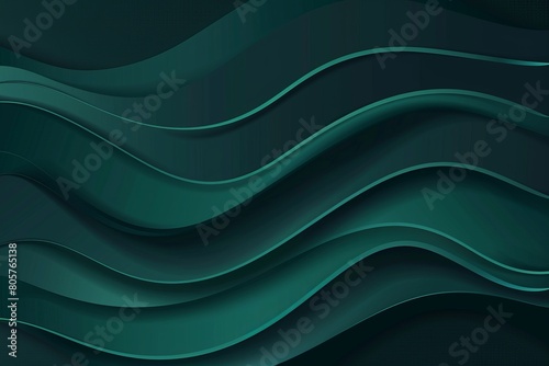 Dark jade paper waves abstract banner design. Elegant wavy vector background