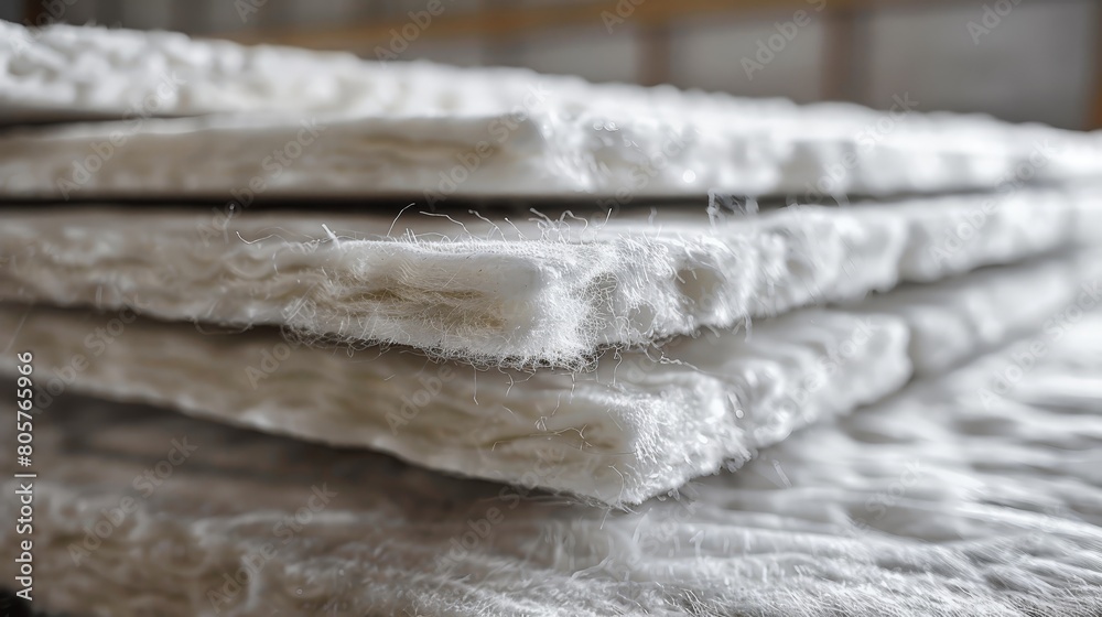 Obraz premium The process of producing fiberglass insulation for thermal efficiency and energy conservation