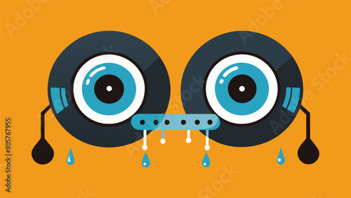 Sweat beads on the DJs brow as they flawlessly scratch two records simultaneously creating an intricate and dynamic sound. Vector illustration