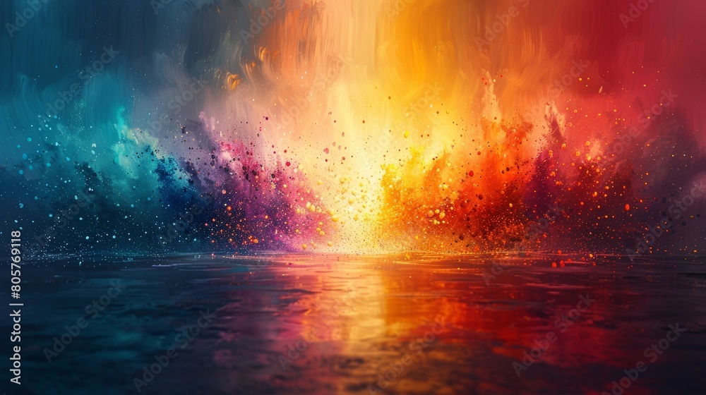 A painter's palette exploding with colors, each representing a spark of creativity