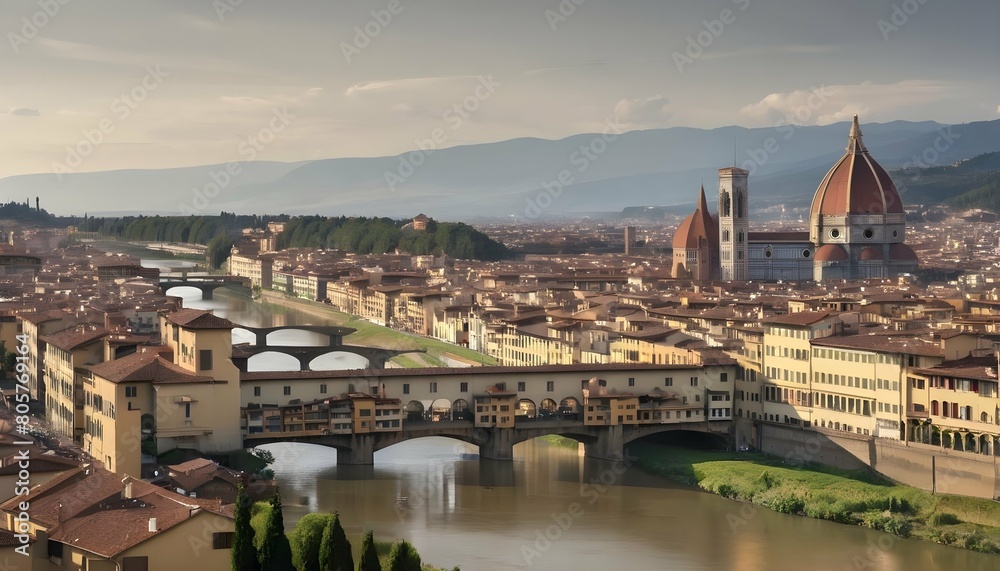 A Panoramic View Of The City Of Florence Italy W
