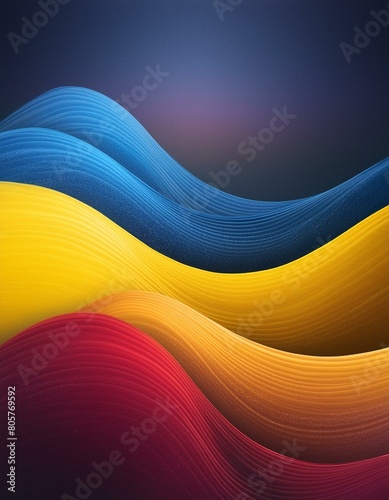 Chromatic Harmony: Dark Noise Texture Header Design with Yellow, Blue, and Red Flow