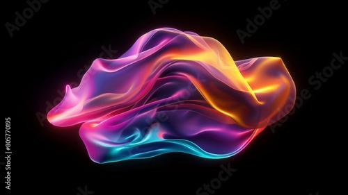 Dive into a world of vibrant color with this abstract fluid iridescent holographic neon curved wave in motion