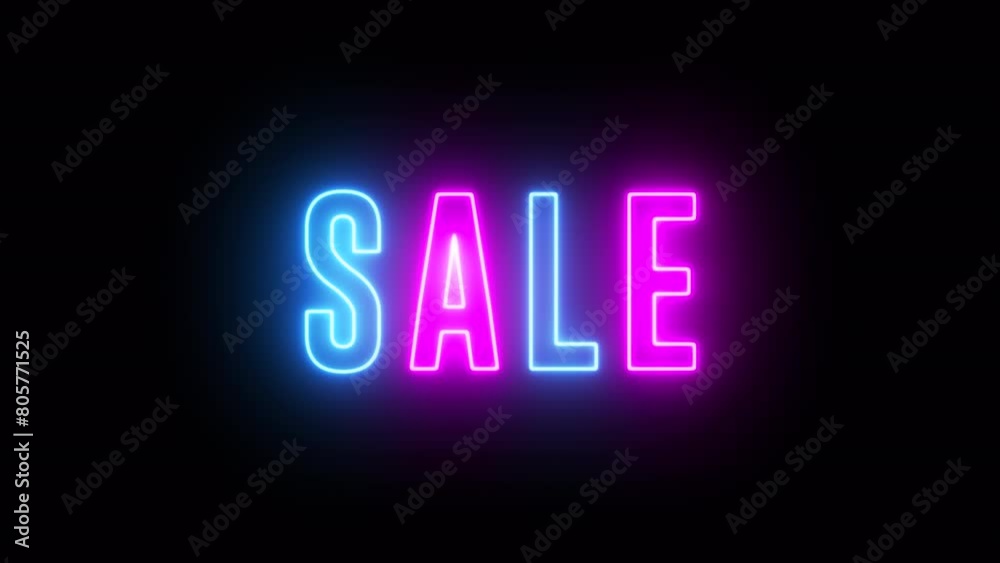 Flash sale neon sign banner background 4k Video.
