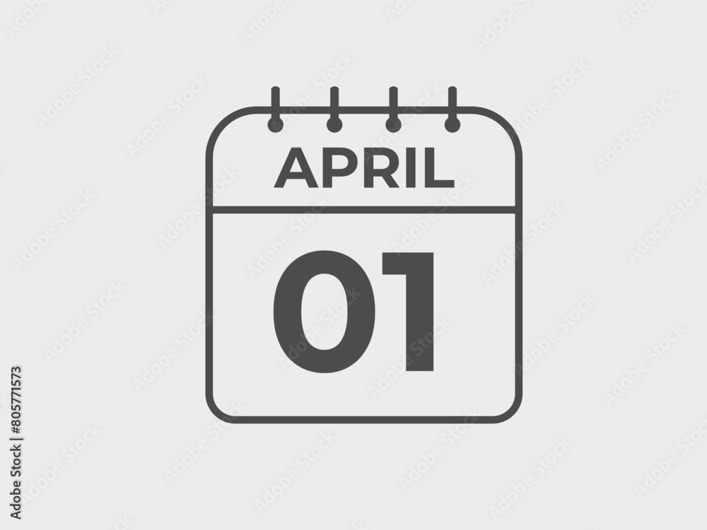 April 1 calendar reminder. 1 April daily calendar icon template. Calendar 1 April icon Design template. Vector illustration
April 1 calendar reminder. 1 April daily calendar icon template. Calendar 1 April icon Design template. Vector illustration