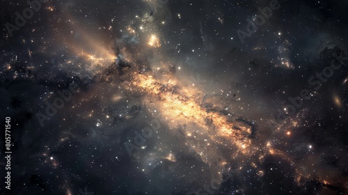 A serene yet powerful depiction of a galaxy core, its calm center belied by the violent beauty of star formation and destruction at its edges, a testament to the cycle of cosmic life. photo
