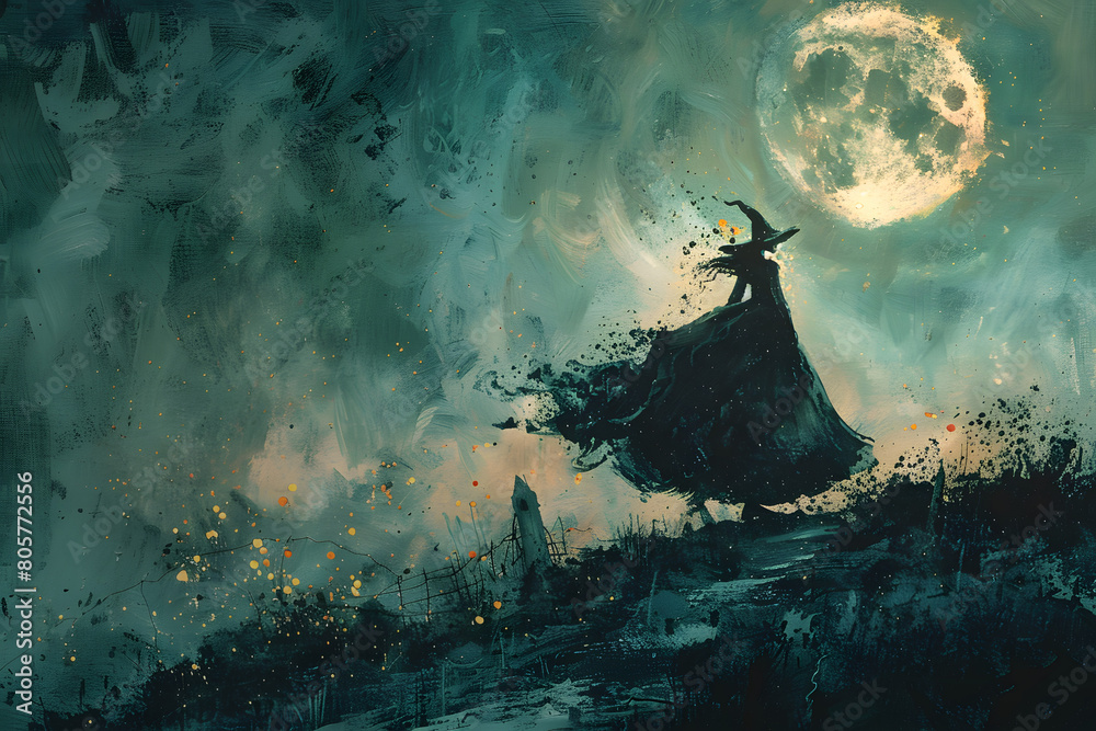 Fototapeta premium witching hour with illustrations 