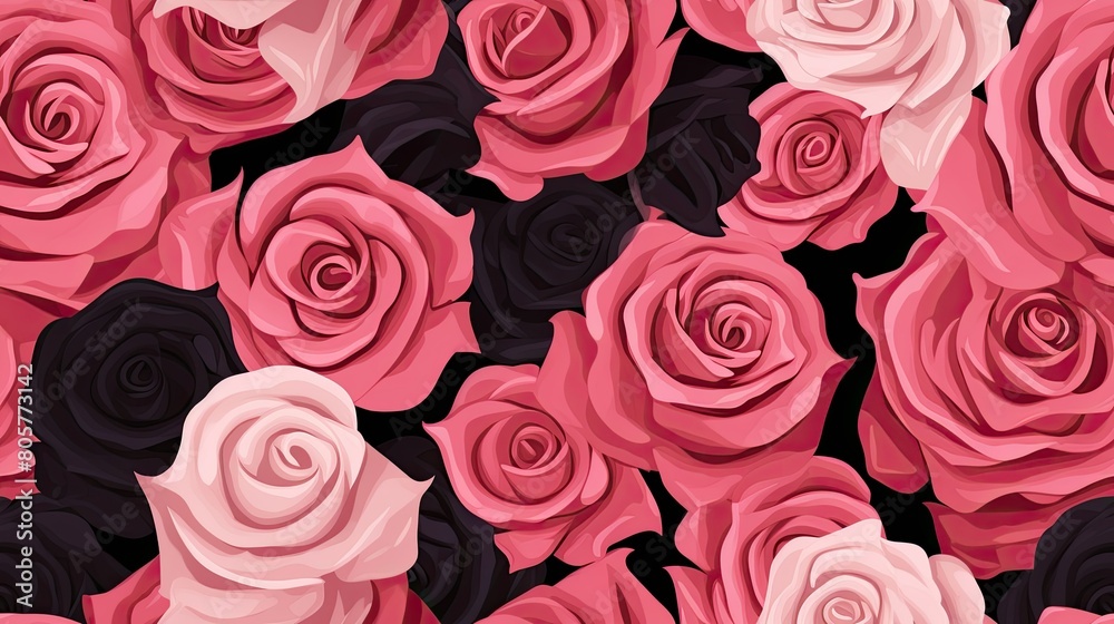 Fototapeta premium seamless pattern of romantic roses backgrounds illustrations