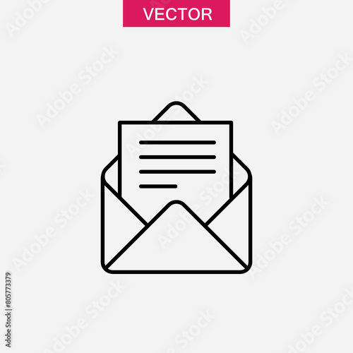 Envelope with letter line icon, Open message symbol flat trendy style illustration for web and app..eps