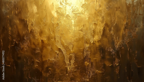 Abstract painting of golden gilded walls photo