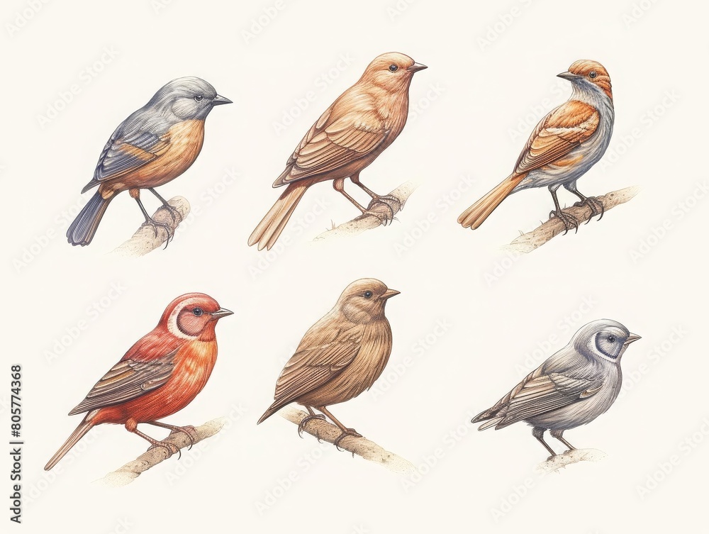 doodle showcasing various types of birds