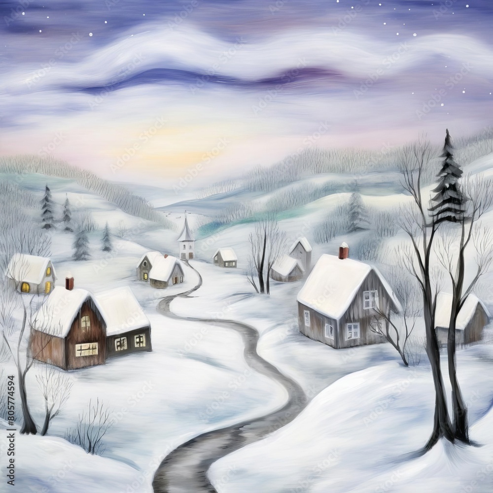 Fototapeta premium quiet snowcovered village