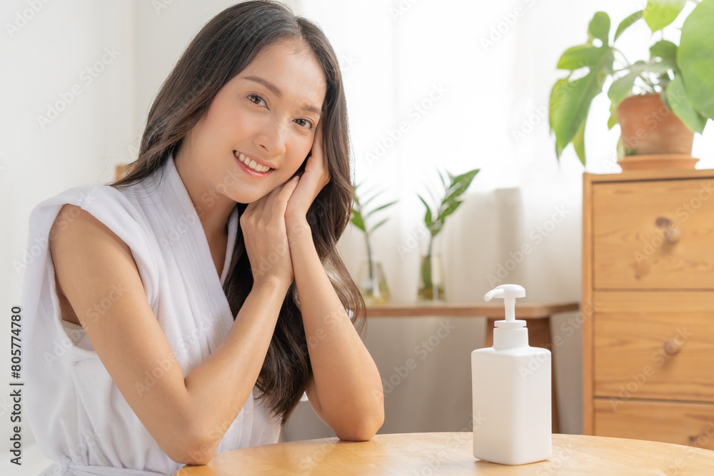Beauty, beautiful asian young woman, girl wearing bathrobe, looking at camera, long hair with clean fresh skin. Cosmetology of face care, facial spa treatment. People look with natural fashion style. Beauty, beautiful asian young woman, girl wearing bathrobe, looking at camera, long hair with clean fresh skin. Cosmetology of face care, facial spa treatment. People look with natural fashion style.