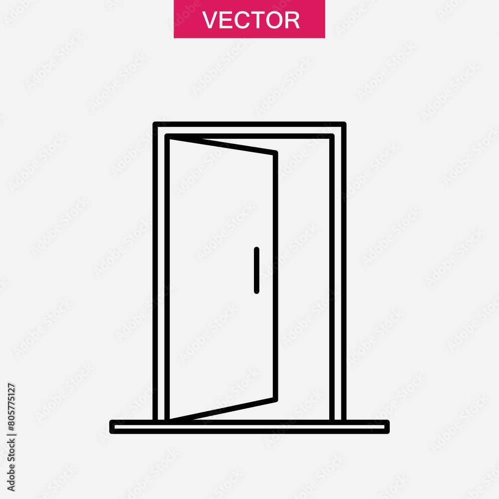 Open door outline icon. Exit doorway simple flat trendy style illustration on white background..eps Open door outline icon. Exit doorway simple flat trendy style illustration on white background..eps