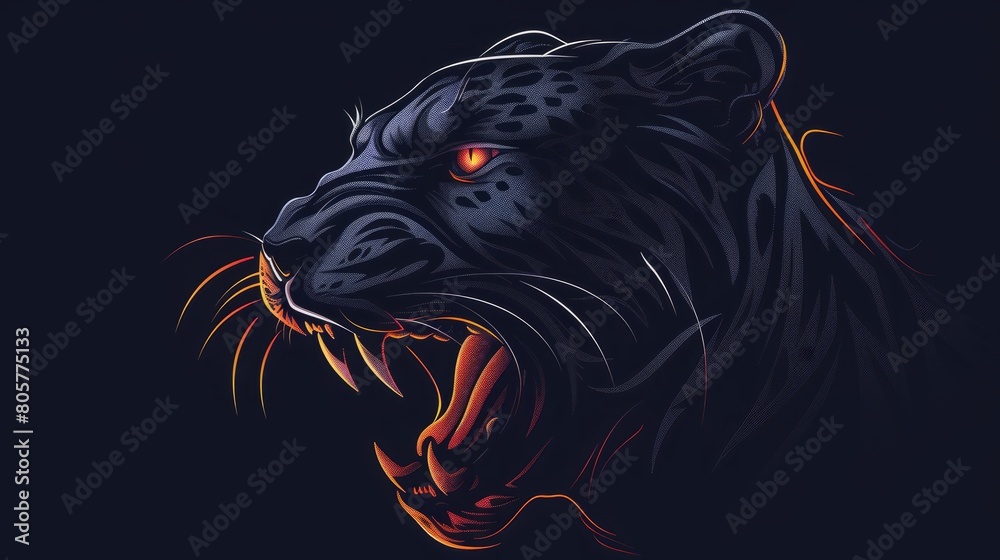 A logo for a business or sports team featuring a stylized. fierce black panther cat. that is suitable for a t-shirt graphic. hyper realistic A logo for a business or sports team featuring a stylized. fierce black panther cat. that is suitable for a t-shirt graphic. hyper realistic