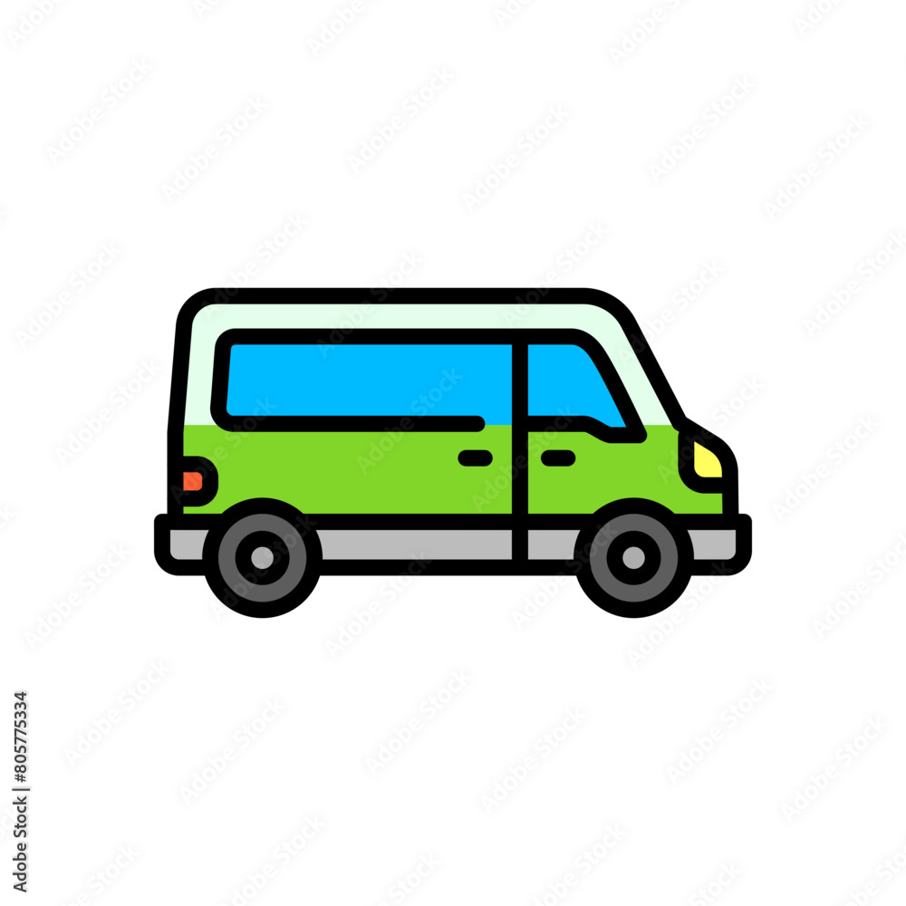 colored line icon of van, isolated background