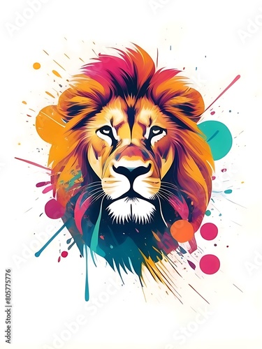 Abstract lifestyle banner design with lion and colorful splashing shapes