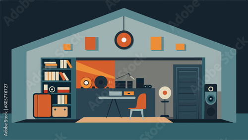 Transform your garage or bat into a dedicated listening room with soundproofing hacks for a private vinyl oasis. Vector illustration