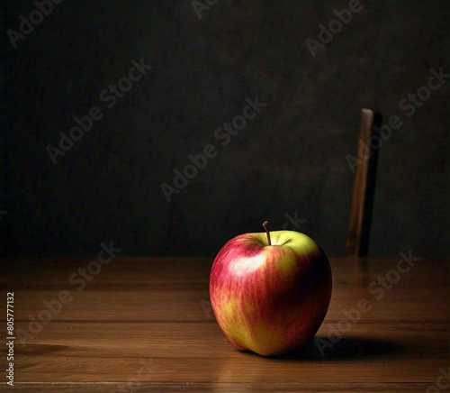 Wallpaper Mural red apple on wooden background Torontodigital.ca