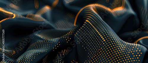 Detailed view of a smart fabric with embedded sensors, wearables technology