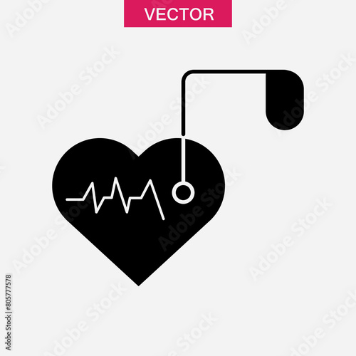 Artificial cardiac pacemaker icon.  Heart and heartbeat vector flat trendy style illustration for web and app..eps