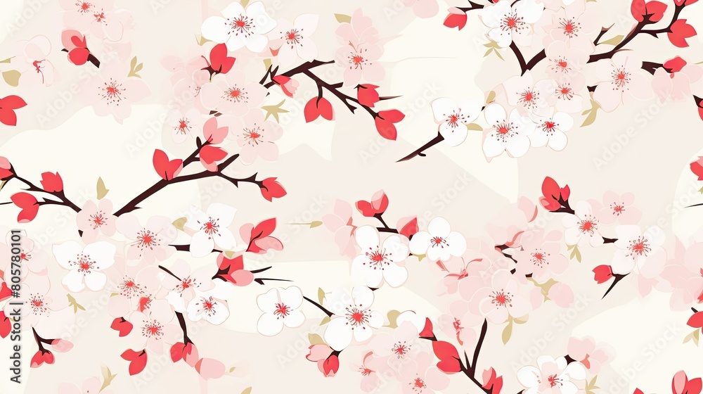 seamless pattern of enchanting cherry blossoms backgrounds illustrations